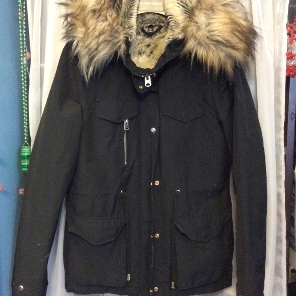 topshop puffer jacket with fur hood